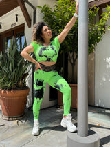 Neon Green/Black Elastic Brazilian Legging