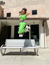 Neon Green/Black Elastic Brazilian Legging